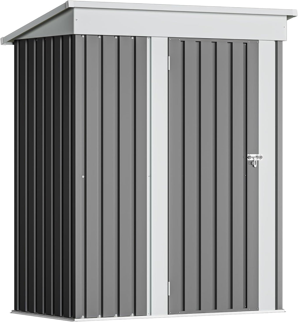 Devoko Outdoor Storage Shed 5 x 3 FT Lockable Metal Garden Steel Anti-Corrosion Storage House wourant
