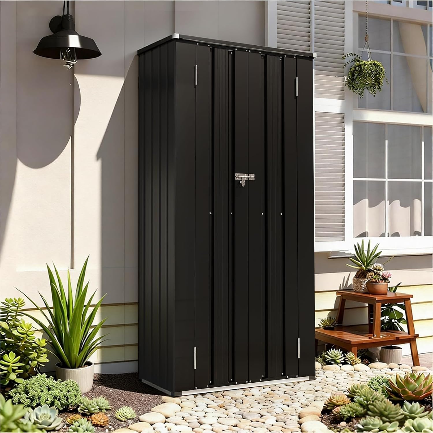 Aoxun 6.2x4 FT Shed Outdoor Storage Shed with Lockable Doors Sloping Roof Metal Garden wourant