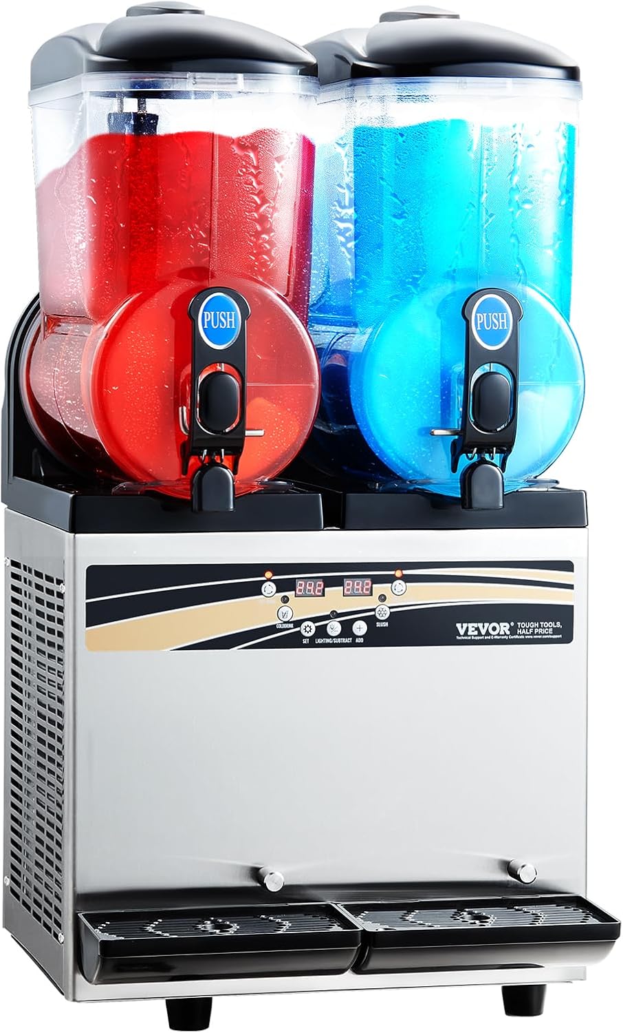 VEVOR Slushy Machine, 15Lx2 Double Tank Commercial Margarita Machine, 120 Cups Stainless Steel Margarita Smoothie Frozen Drink Machine, Slushie Machine for Home Party Restaurants Cafe Bars wourant