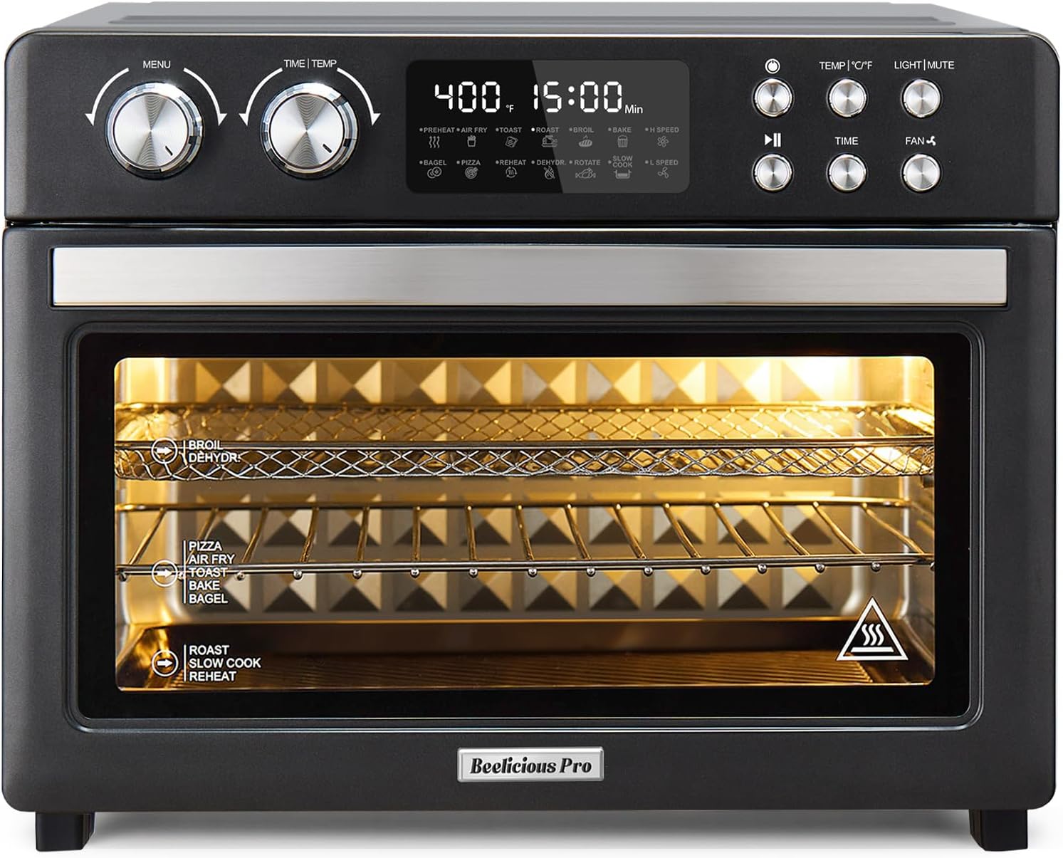 28QT Air Fryer Toaster Oven Combo, Large 12-in-1 Convection Countertop Oven with 3-Layer Cooking, Rotisserie for Chicken, 6 Heating Tubes, Fast Preheat, Fits 11" Pizza, Full Accessories, Sparkle Black wourant