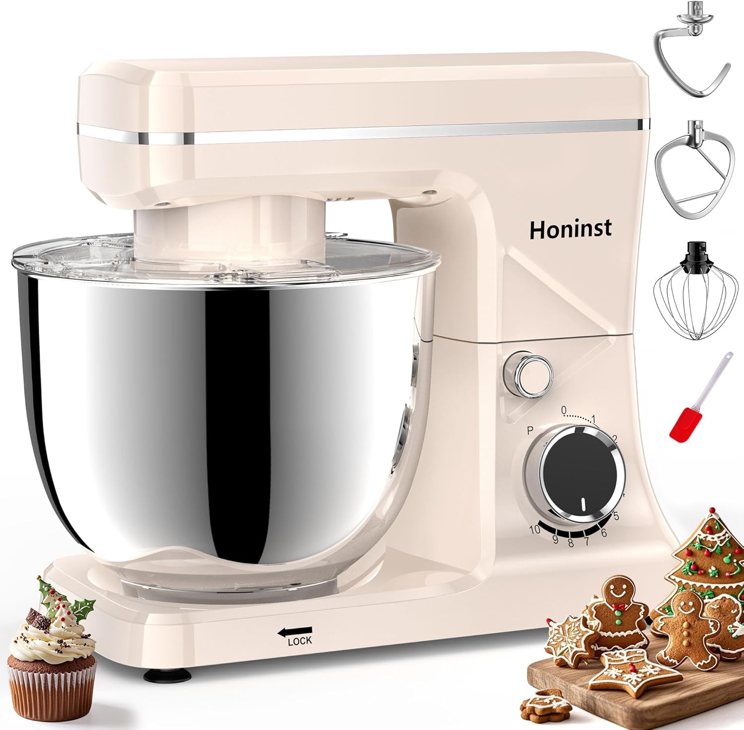 10-Speed Stand Mixer with 8-in-1 Splash Guard, Tilt Head, 6-Quart Stainless Steel Bowl + Dishwasher-Safe Dough Hook/Whisk/Blender/Scraper wourant
