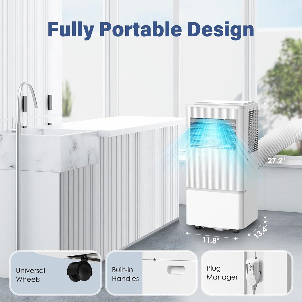 Air Choice Portable Air Conditioner, 10000 BTU Air Conditioner Portable for Room Up to 450 Sq.Ft, Remote Control, 24H Timer, Dehumidifier & Fan Modes, 3-in-1 AC Unit with Window Kit for Home Office wourant