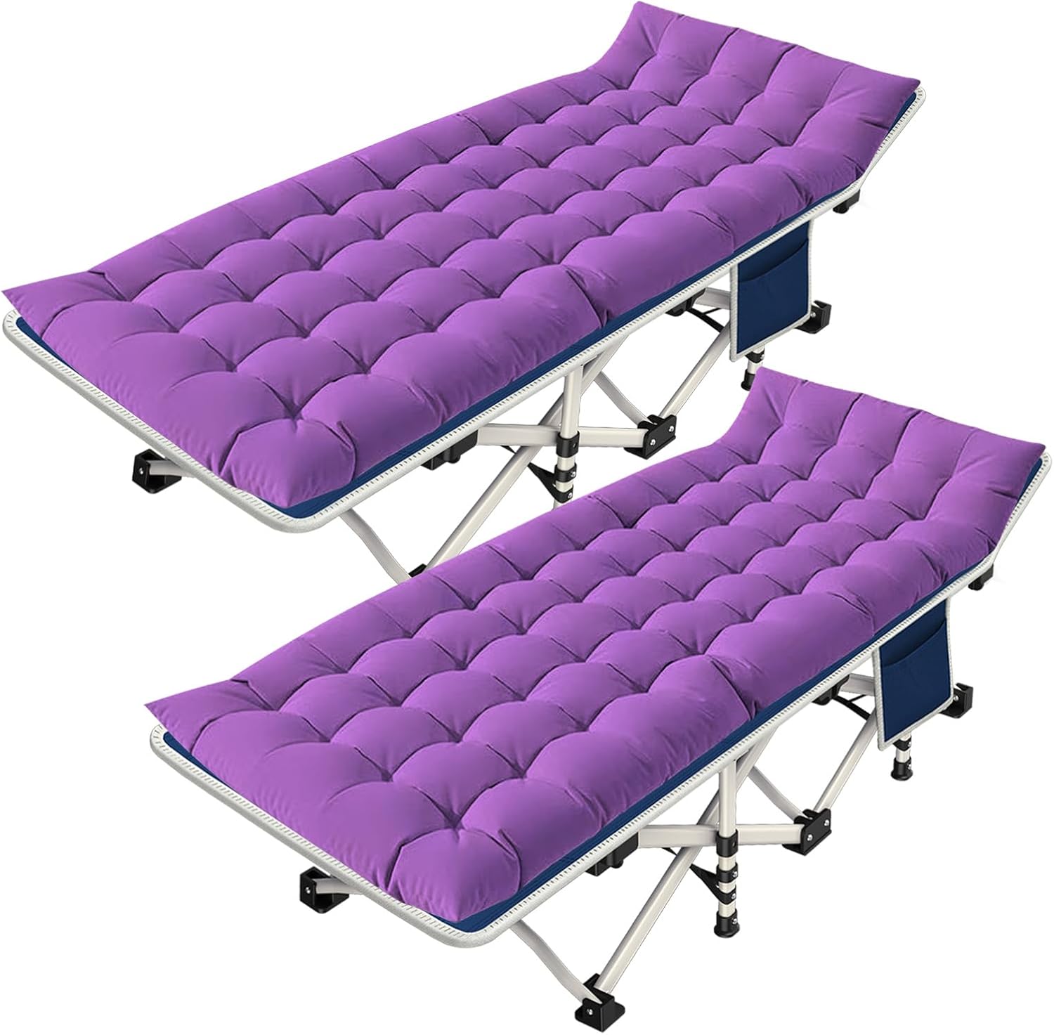 2 Pack Camping Cot with Mattress Comfortable Cot Bed Folding Cot Heavy Duty Cots for Sleeping with Carry Bag for Adults Kids Guest Bed Outdoor Indoor Home wourant