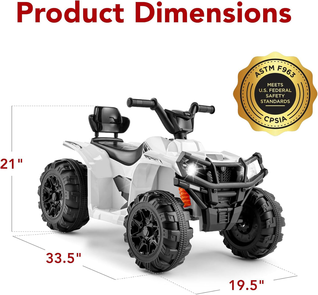 Best Choice Products 12V Kids Ride-On Electric ATV, 4-Wheeler Quad Car Toy w/Bluetooth Audio, 2.4mph Max Speed, Treaded Tires, LED Headlights, Radio wourant