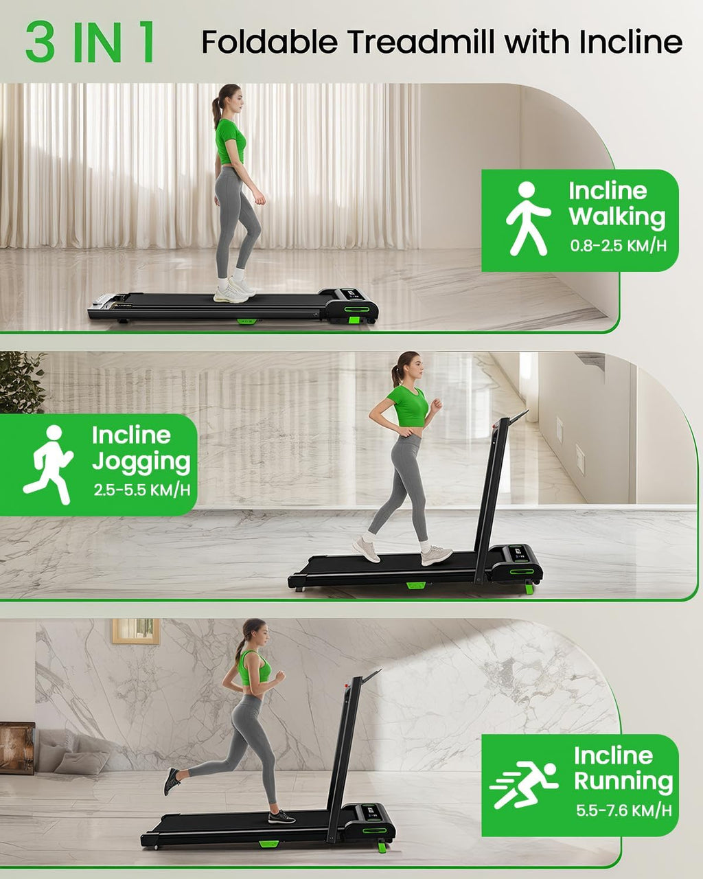 Akluer Inclined Home Treadmill 2.5 HP Small Under-Desk Treadmill with Remote Control and LED Display wourant