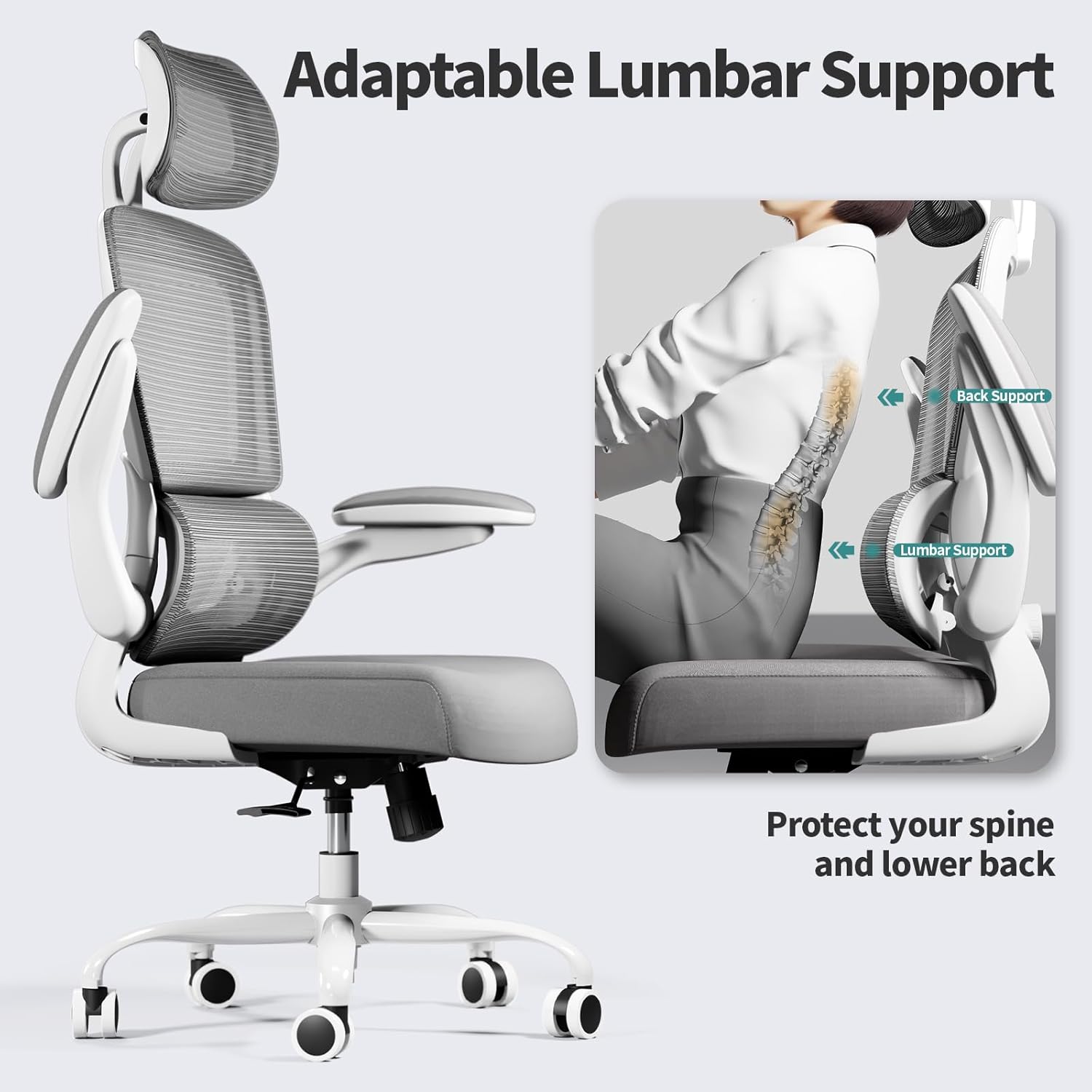 Office Chair Ergonomic Desk Chair, 330 lbs Home Mesh Desk Chair with Wheels, Comfortable Gaming Chair, High Back Office Chair wourant