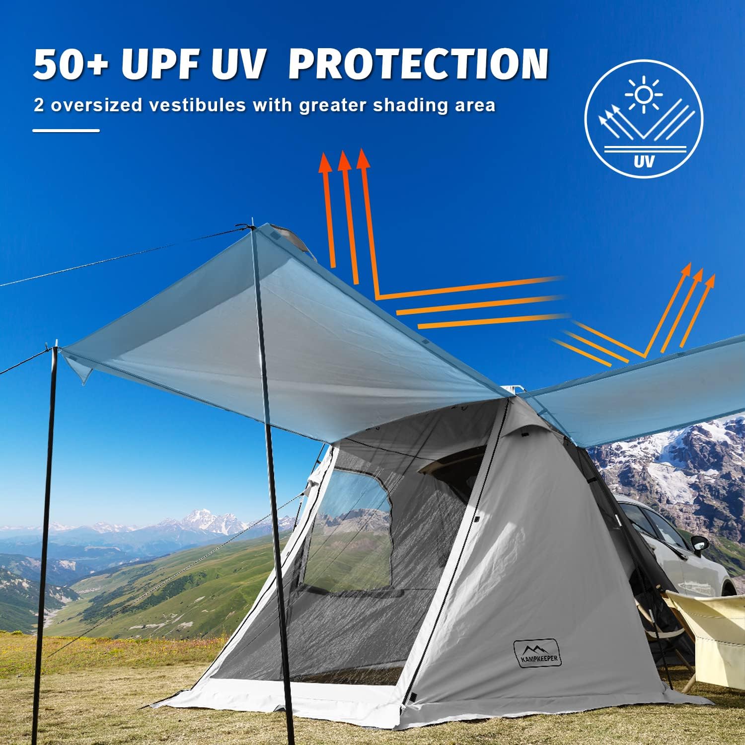 KAMPKEEPER SUV Car Tent, Tailgate Shade Awning Tent for Camping, Vehicle Camping Tents Outdoor Travel (Black) wourant