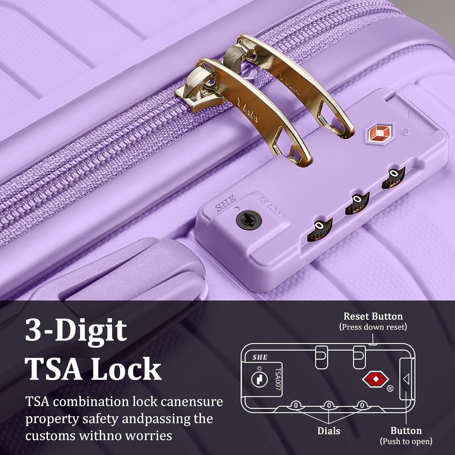 5-piece PP hardshell lightweight travel carry-on luggage set with dual spinner wheels and TSA lock wourant