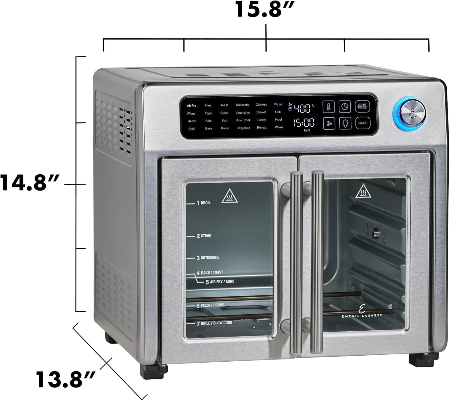 Extra Large French Door Air Fryer Toaster Oven Combo 24 Cooking Functions Digital Controls wourant