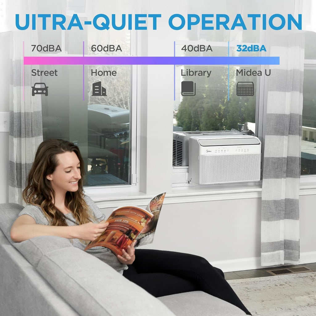 Midea 12,000 BTU U-Shaped Smart Inverter Window Air Conditioner - Cools up to 550 square feet, ultra-quiet, saves 35% energy wourant