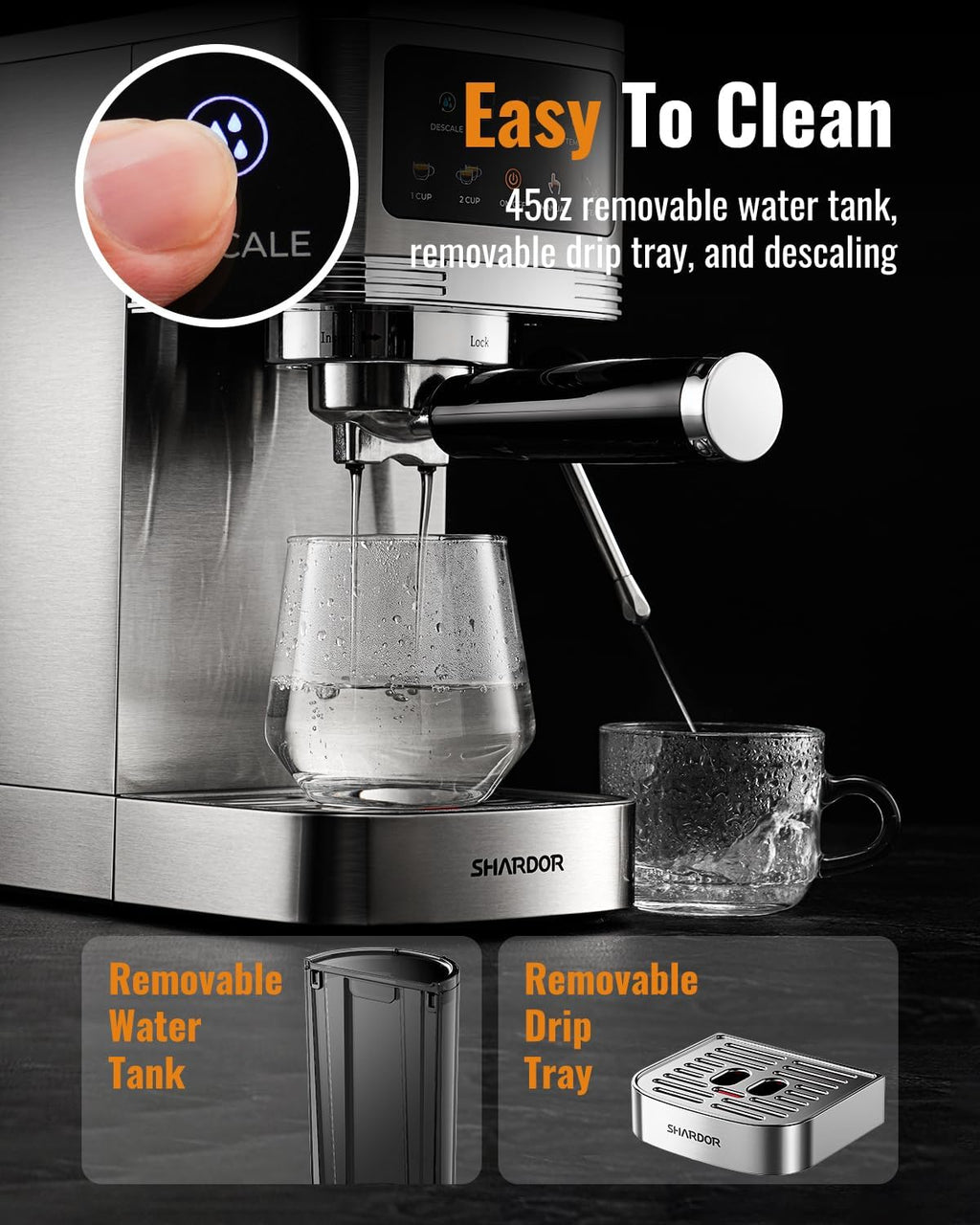 SHARDOR Espresso Machine 20 Bar, Professional Espresso Machine with Milk Frother and Touchscreen wourant