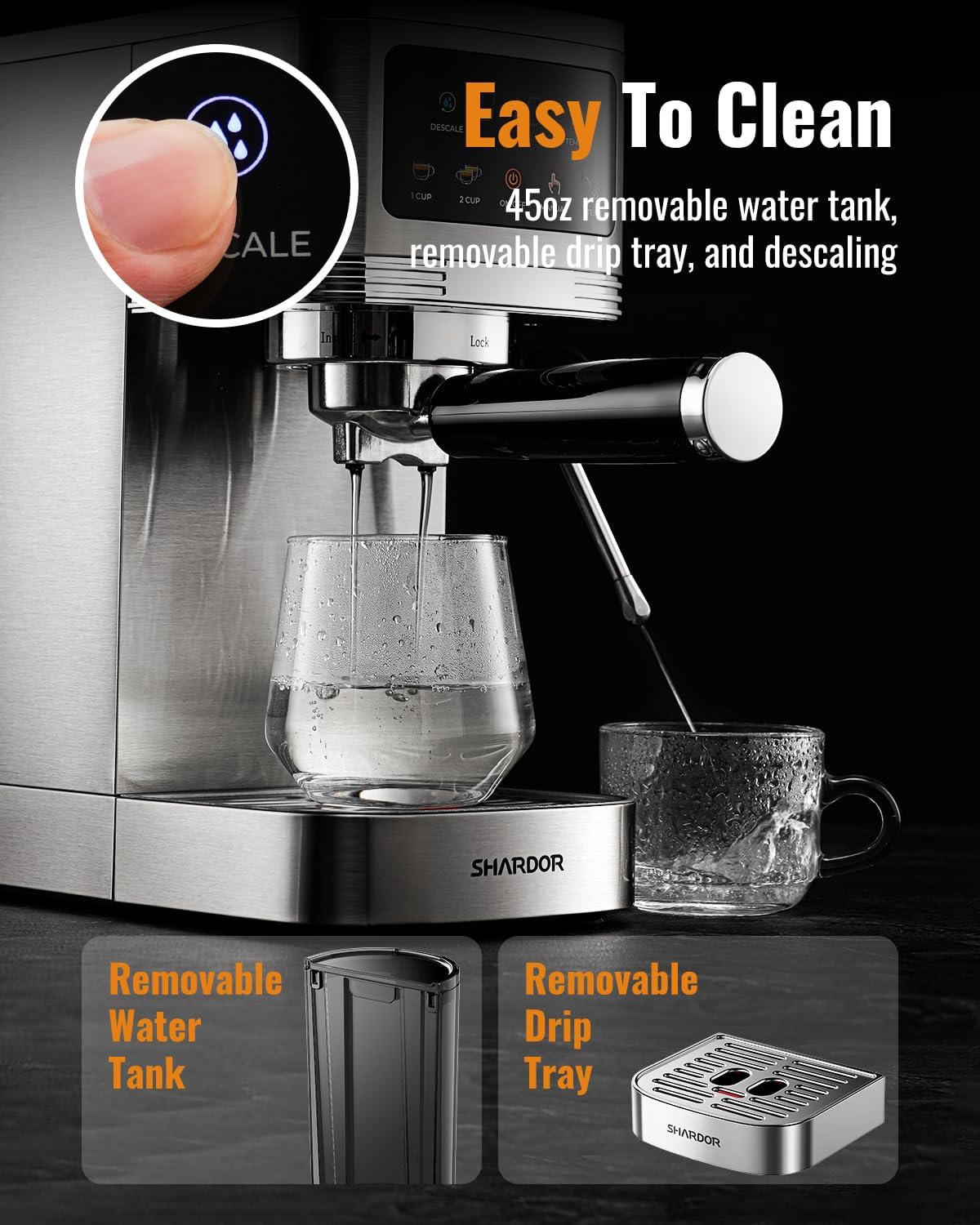 SHARDOR Espresso Machine 20 Bar, Professional Espresso Machine with Milk Frother and Touchscreen wourant