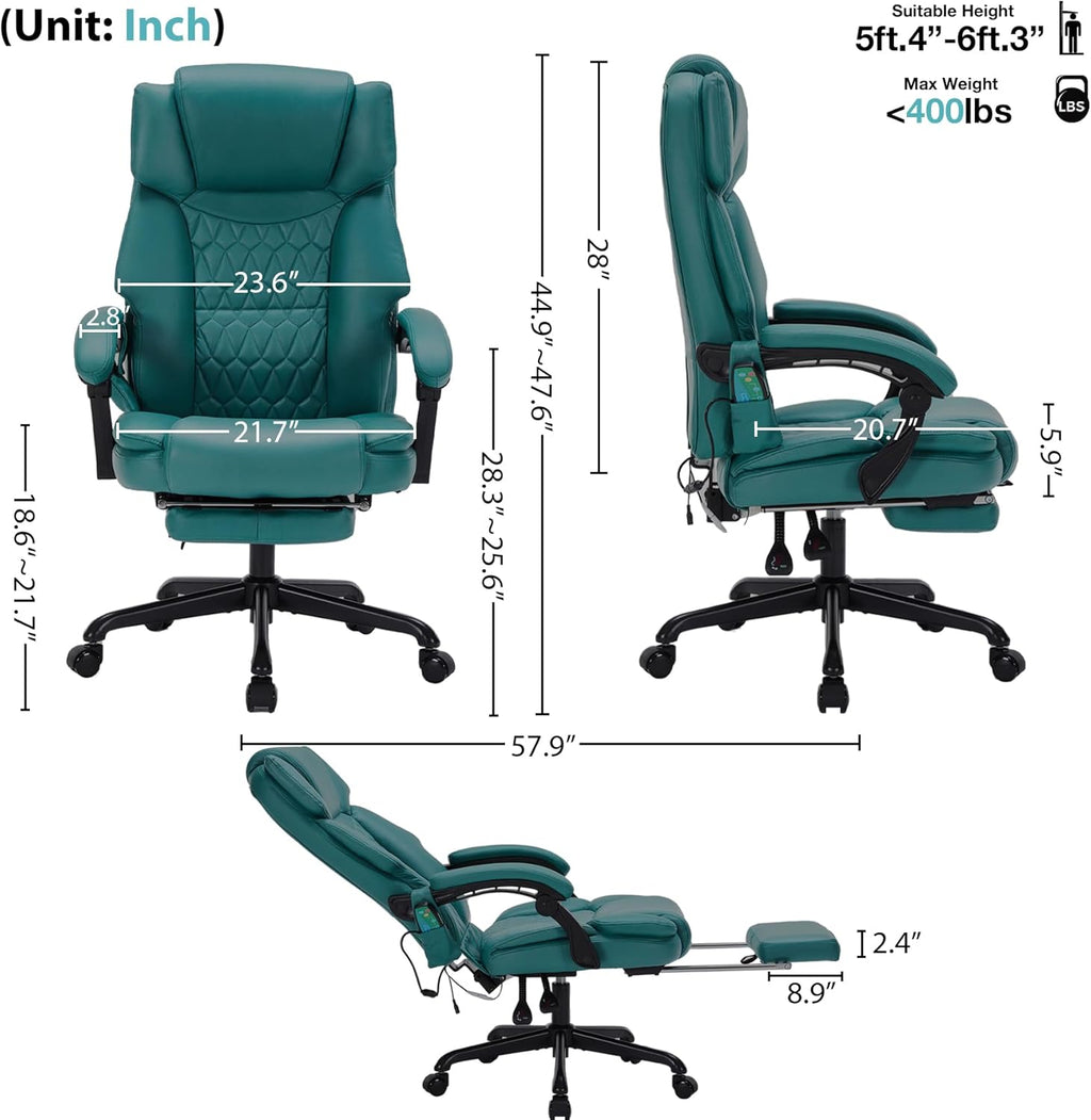 Massage Office Chair with Footrest 6 Point Vibration and Heating Home Executive Office Desk Chair wourant