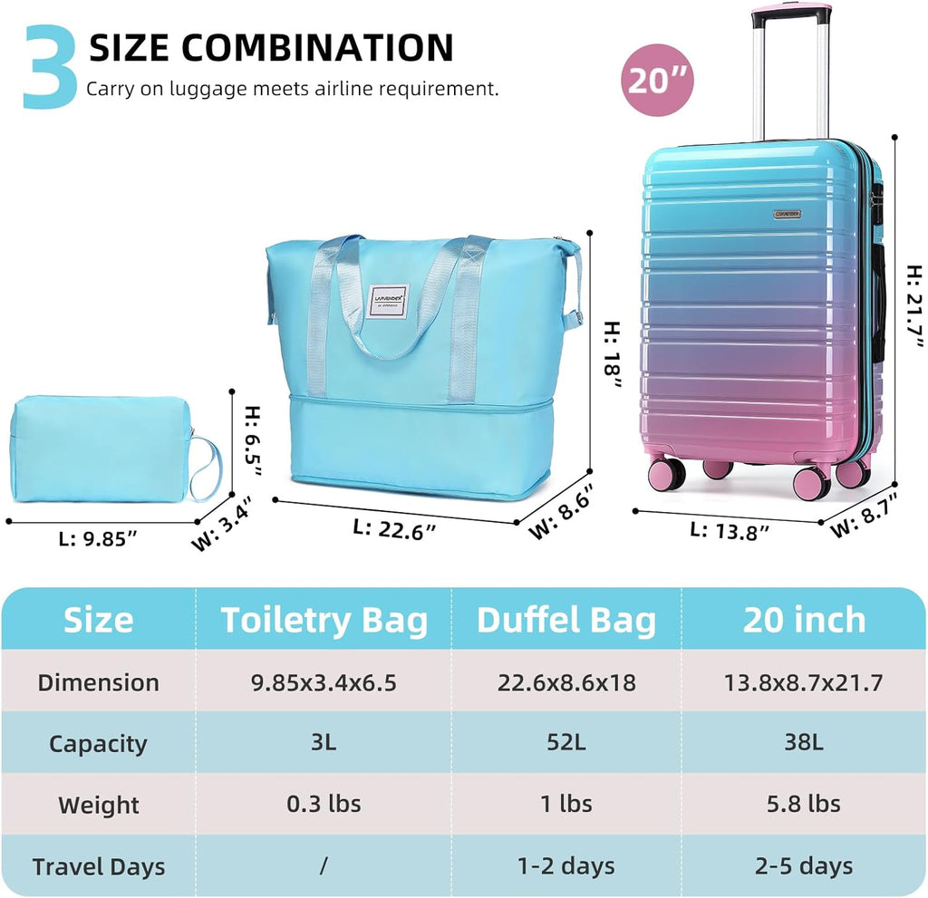 6-piece luggage set, expandable hardshell suitcase set with spinner wheels, lightweight rolling luggage set wourant