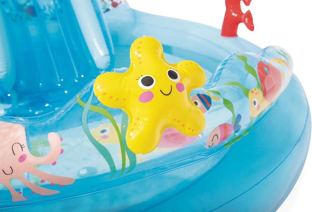Intex 96" x 78" x 28" Inflatable Jungle Adventure Play Center Spray Kiddie Pool - Backyard Kids Water Slide, Outdoor Blow-Up Splash Pad for Toddlers wourant