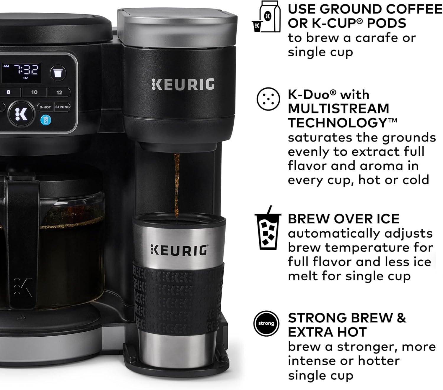 Keurig K-Duo Hot & Iced Single Serve & Carafe Coffee Maker, MultiStream Technology, 72oz Reservoir (Gen 2) woonhhop