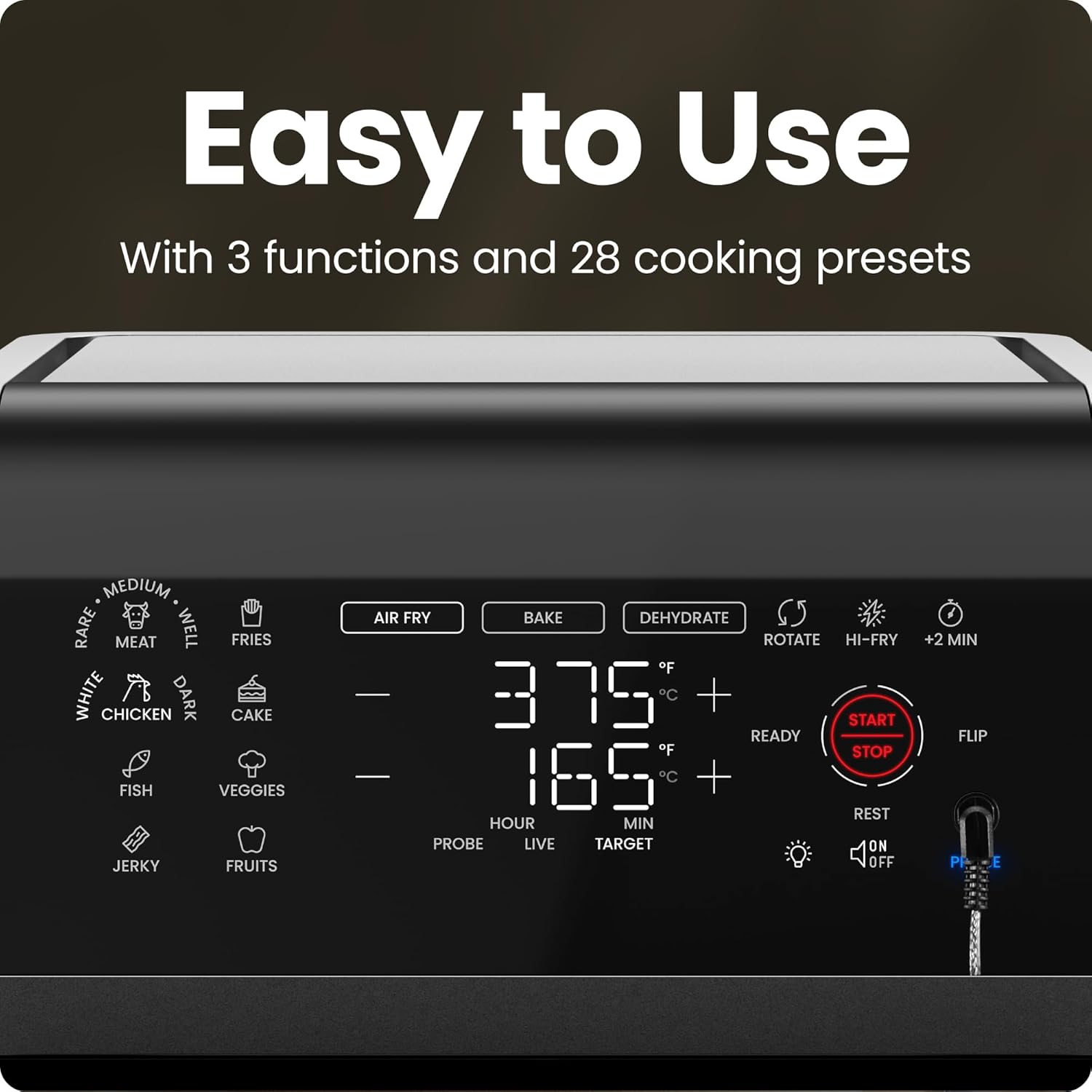 CHEFMAN ExacTemp 12-Quart Air Fryer Integrated Smart Cooking 28 Touchscreen Presets wourant