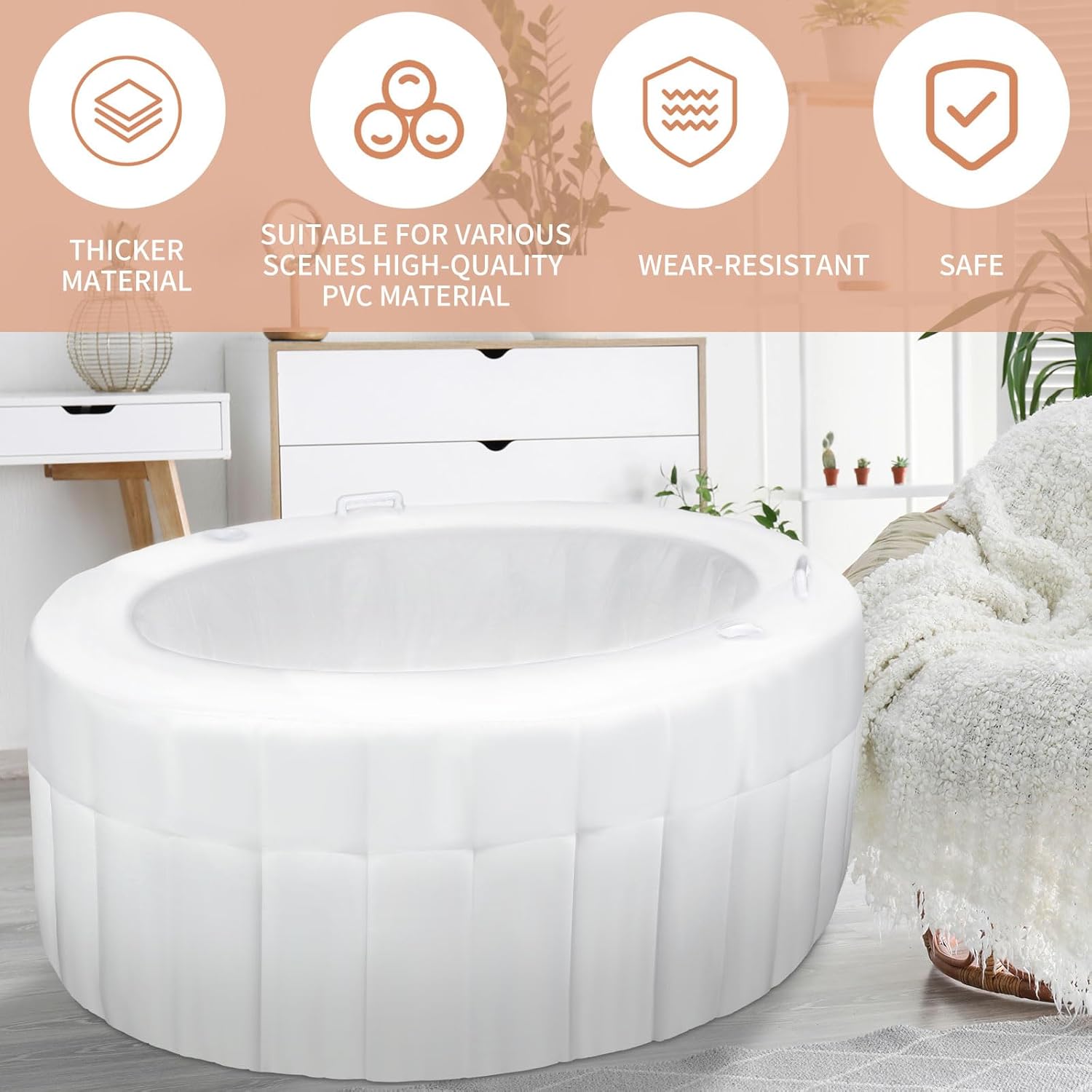 1 Set Birth Pool with Liner Including 1 Inflatable Home Birthing Pool 1 Liner Birthing Tub White Water Birth Tub for Labor Expectant Mothers Doula Midwife Supplies 65 L x 55 W x 26 H woonhhop