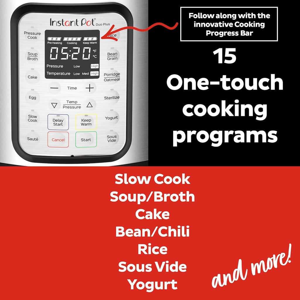 9-in-1 Multicooker, Pressure Cooker, Slow Cook, Rice Maker, Steamer, Sauté, Yogurt, Warmer & Sterilizer, Includes App With Over 800 Recipes, Stainless Steel, 6 Quarts wourant