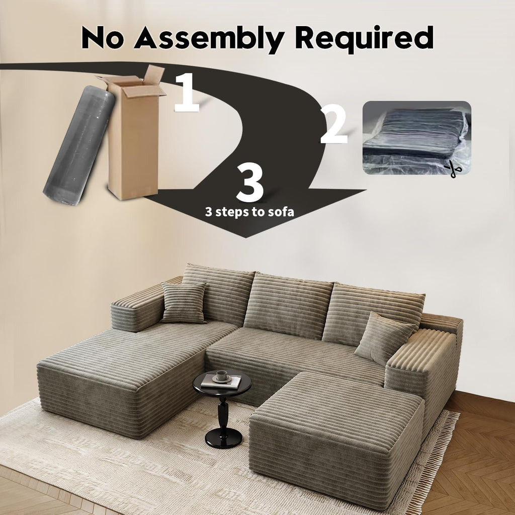107.5" Cloud Modular Sectional Sofa Couch with L-Shape Chaise,Modern Minimalist Upholstered Couches wourant