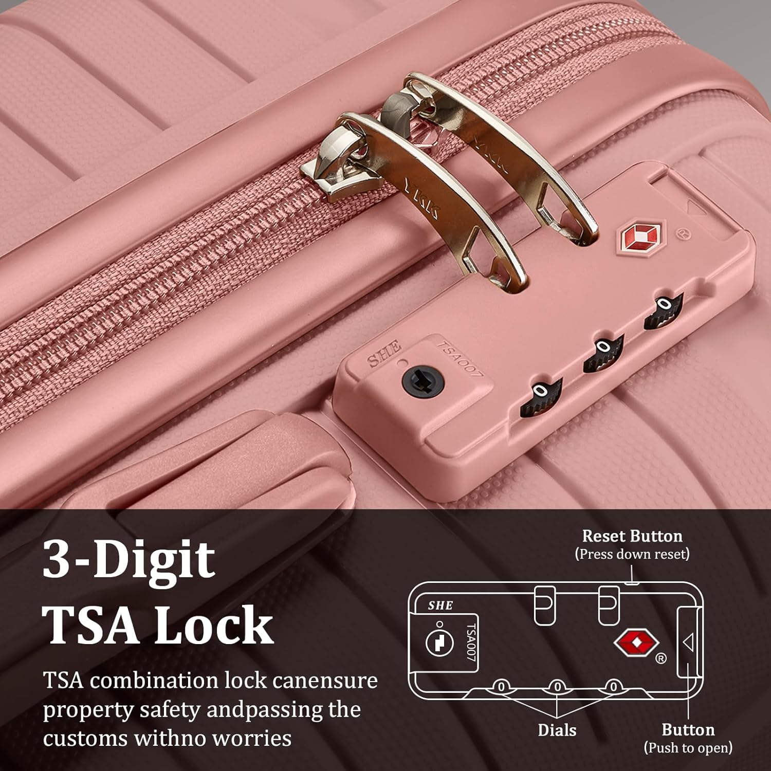 5-piece PP hardshell lightweight travel carry-on luggage set with dual spinner wheels and TSA lock wourant