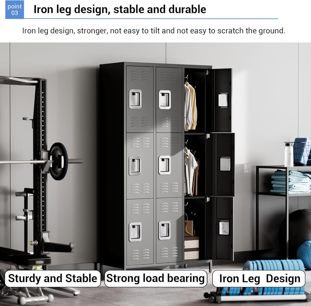 GAOMON Locker for Employees, 6 Doors Locker Cabinet with Hooks, Storage Locker for Home, Office, Gym, School, Assembly Required, Black wourant