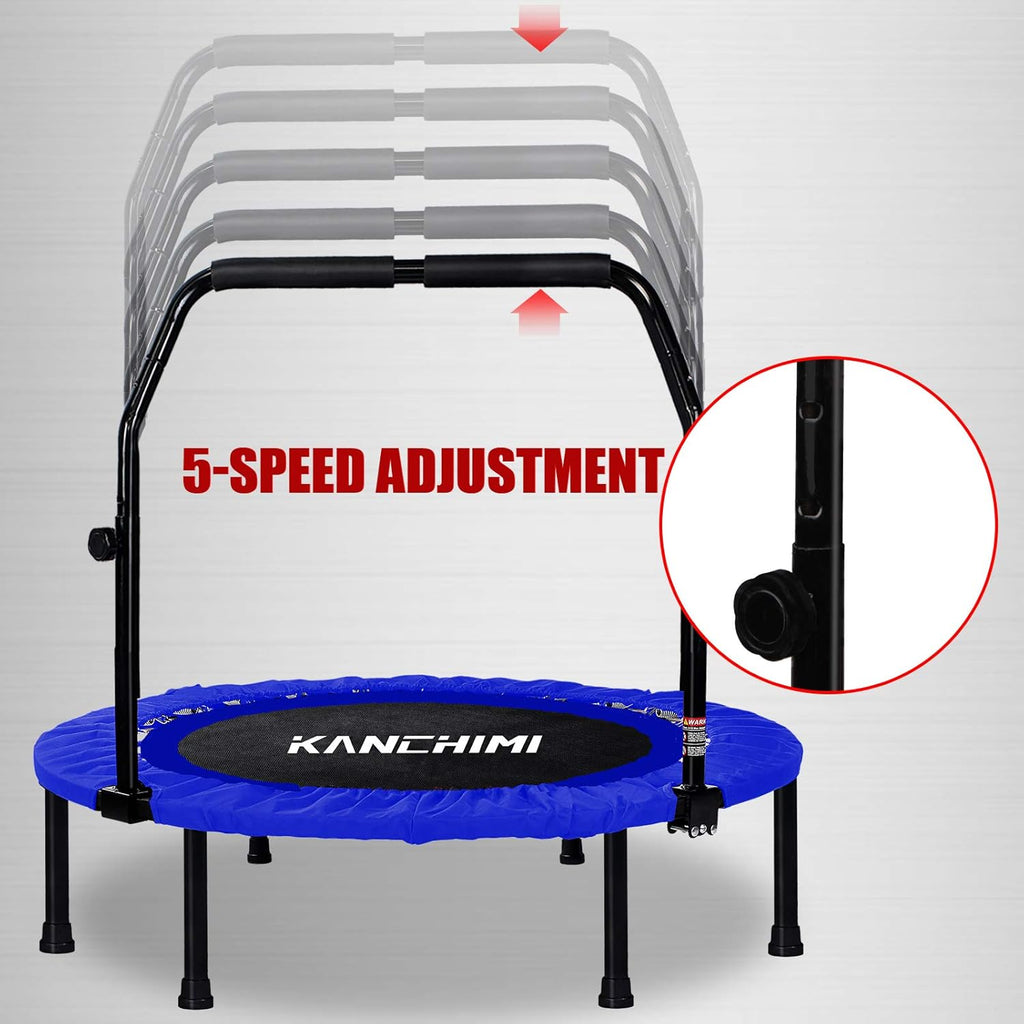 Kanchimi 40" 48" Folding Mini Fitness Indoor Exercise Workout Rebounder Trampoline with Handle, Max Load 330lbs wourant