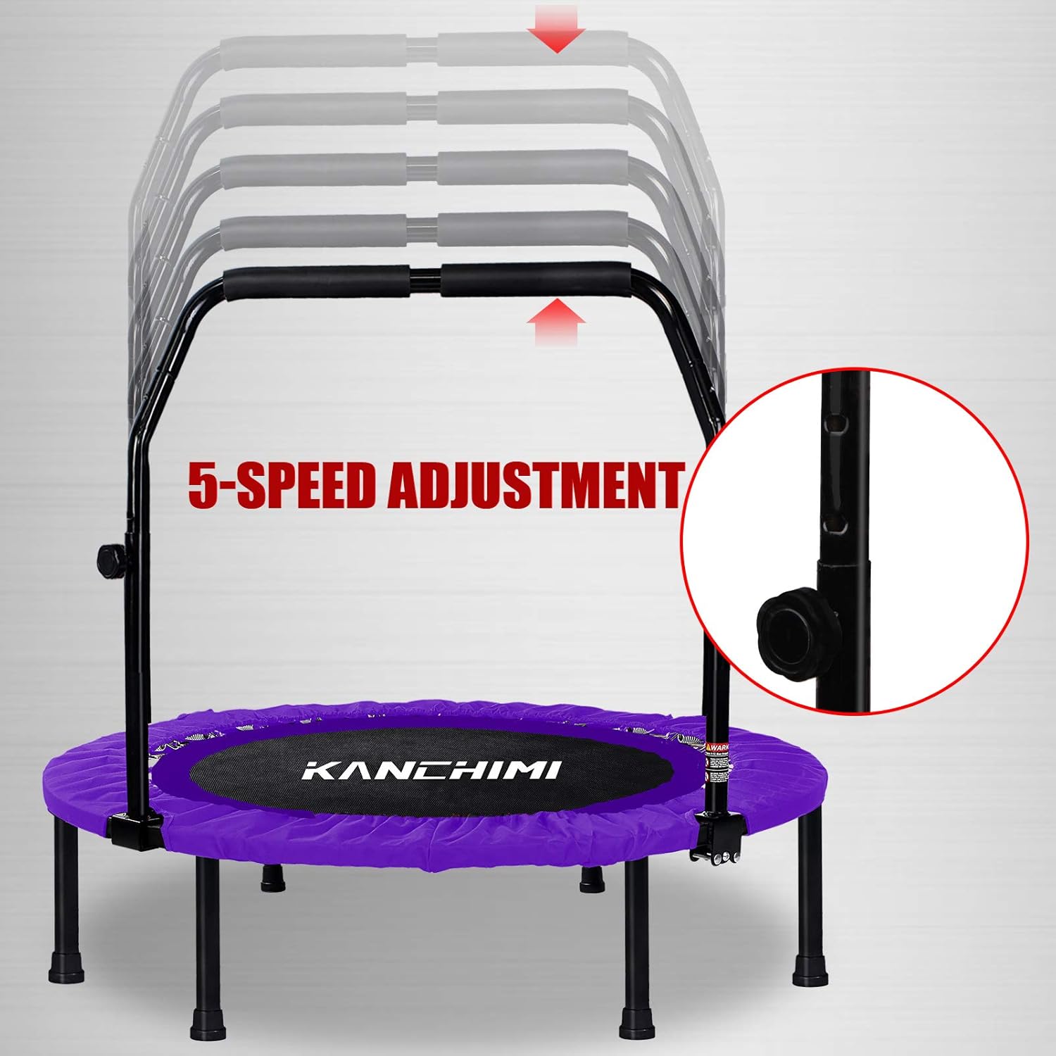 Kanchimi 40" 48" Folding Mini Fitness Indoor Exercise Workout Rebounder Trampoline with Handle, Max Load 330lbs wourant