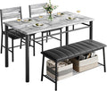IRONCK Dining Table Set for 4 Kitchen Table with Upholstered Bench Kitchen Table and Chairs Set wourant
