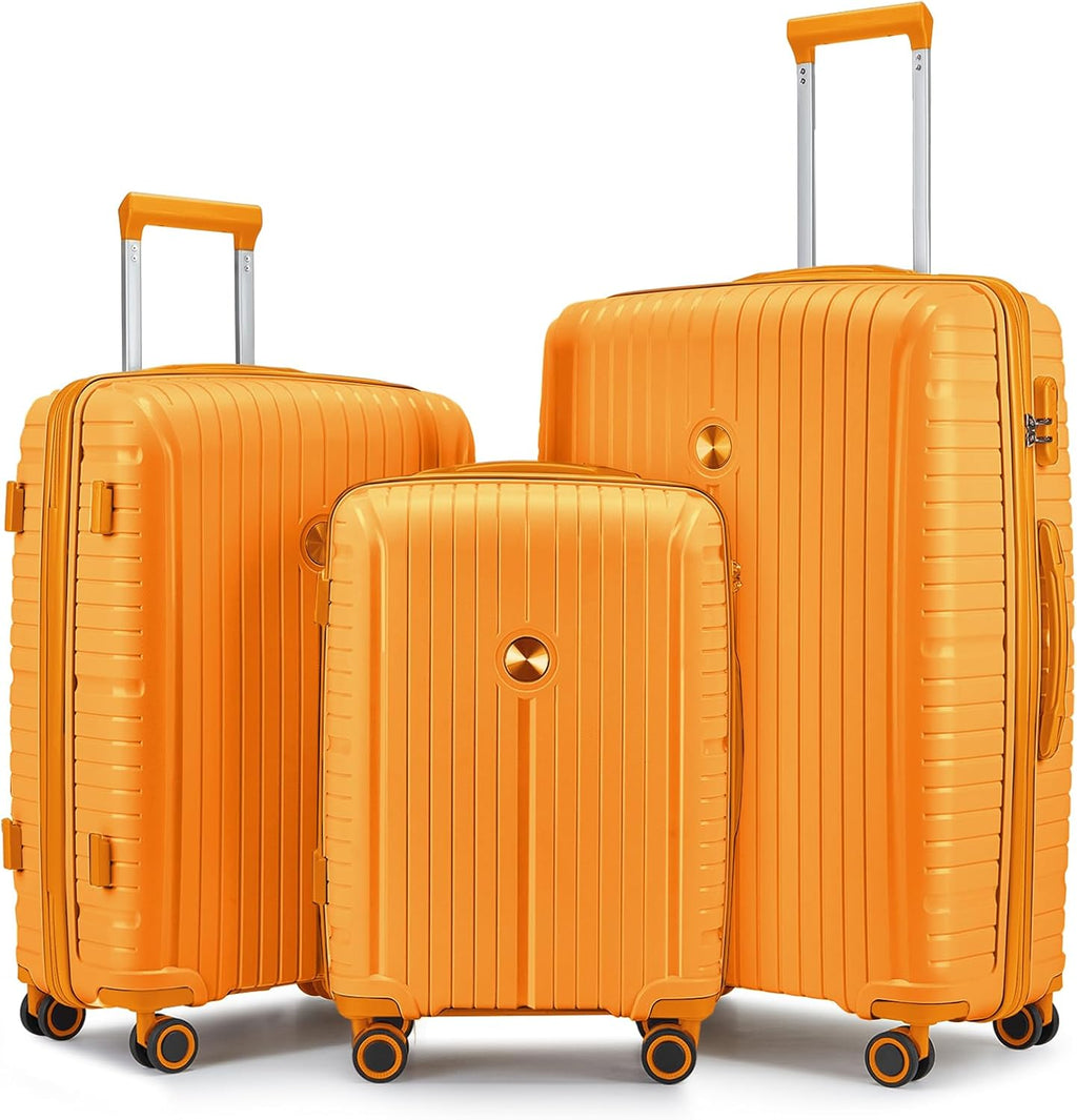 5-piece PP hardshell lightweight travel carry-on luggage set with dual spinner wheels and TSA lock wourant