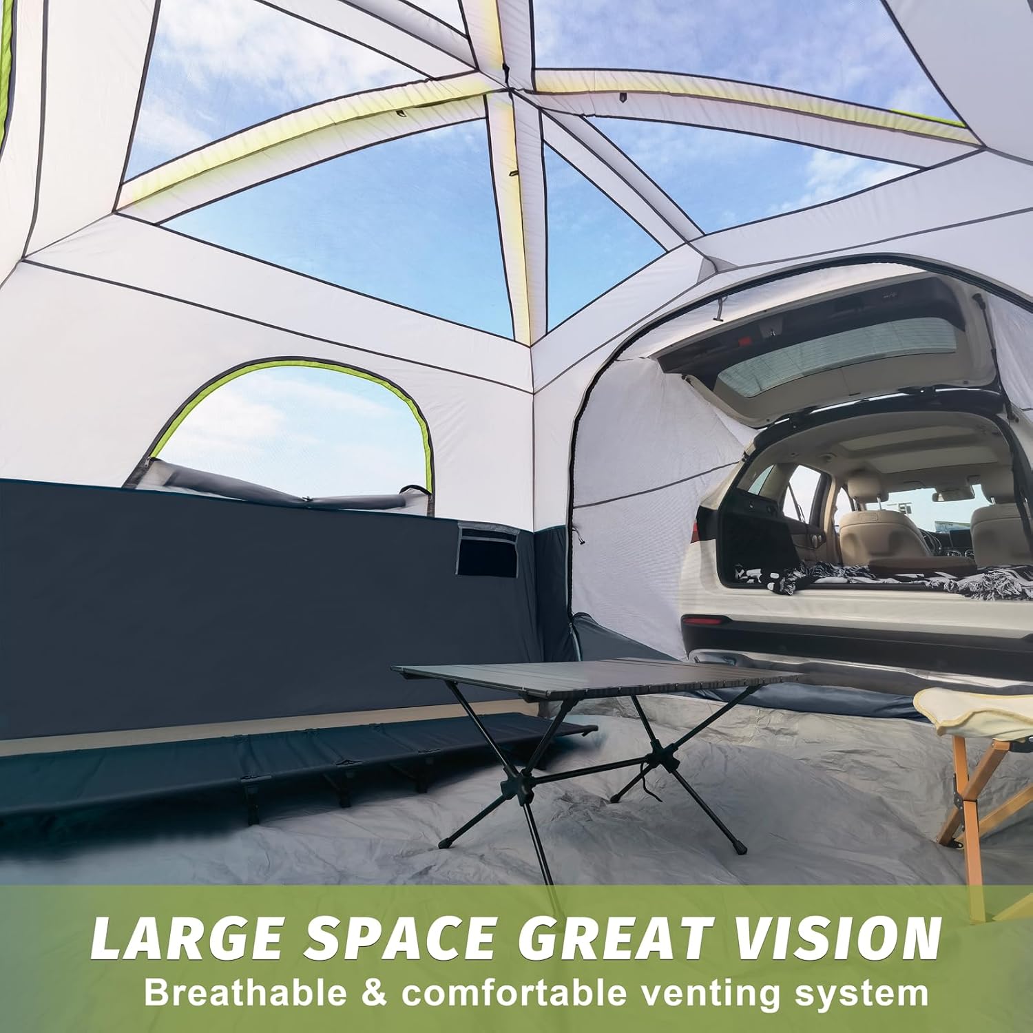 SUV Tent for Camping, 6-Person SUV Tailgate Tent - Easy Set Up with Rainfly, 10'x9'x78in(H) wourant