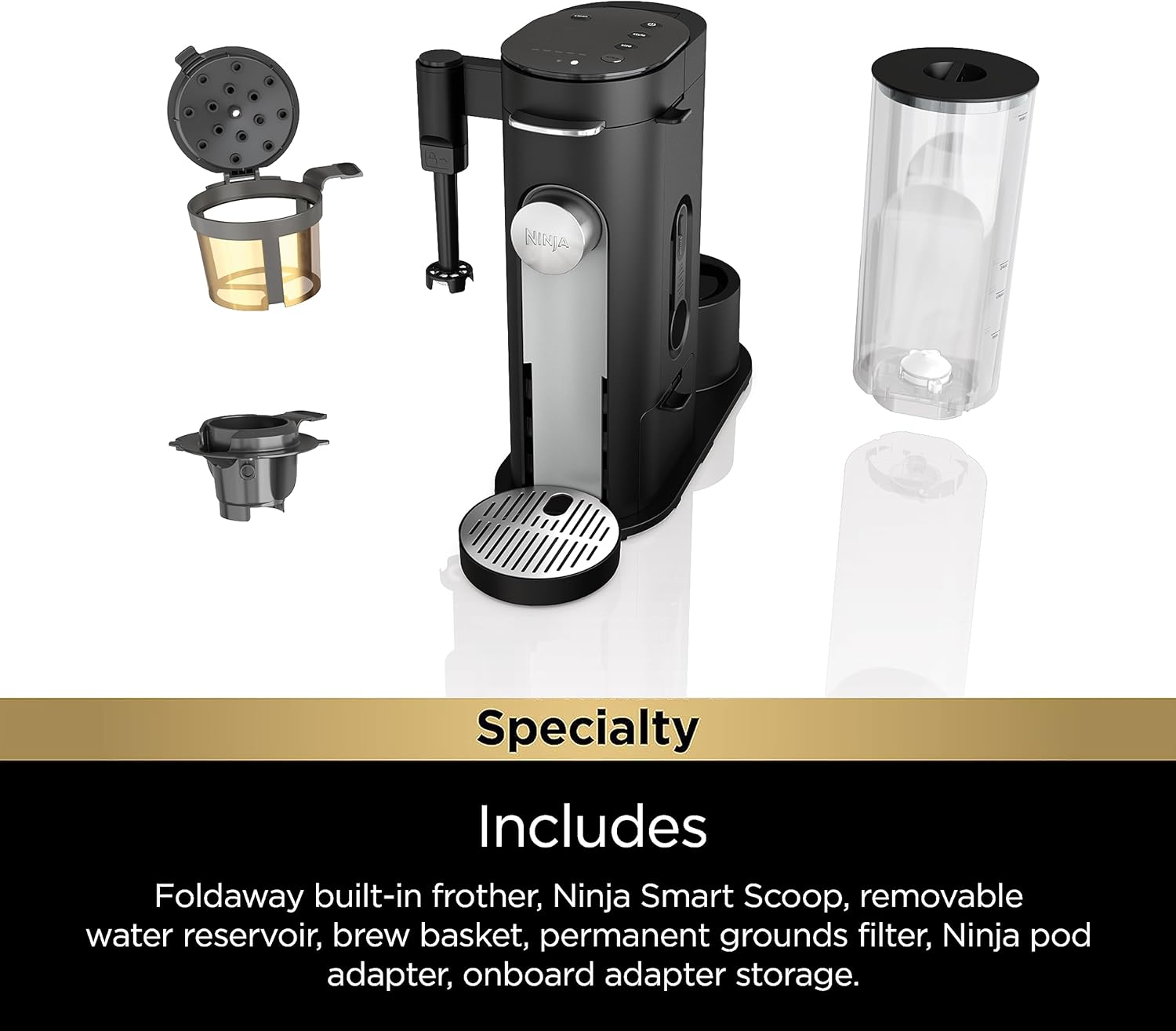 Ninja Pod & Grounds Single-Serve Coffee Maker 56-oz. Reservoir Stone PB051ST wourant