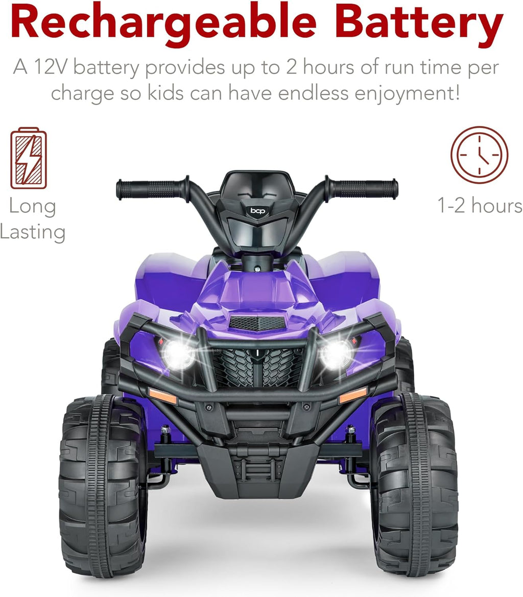 Best Choice Products 12V Kids Ride-On Electric ATV, 4-Wheeler Quad Car Toy w/Bluetooth Audio, 2.4mph Max Speed, Treaded Tires, LED Headlights, Radio wourant