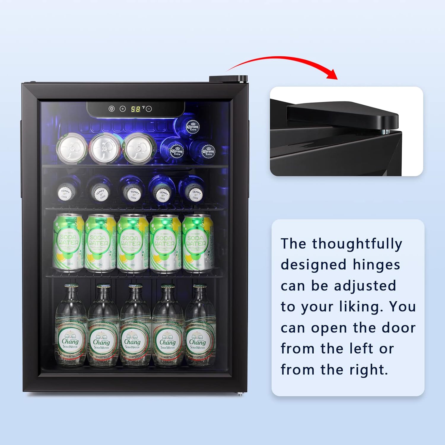 Antarctic Star Beverage Refrigerator Cooler 68 Can, Mini Fridge with Glass Door for Beer Drinks Wine,Freestanding Small Fridge with Electronic Temperature Control for Home and Bar,1.7 cu.ft wourant