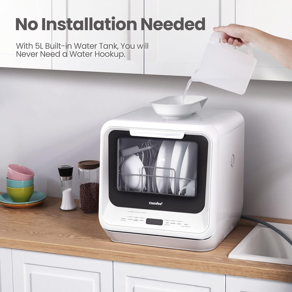 COMFEE' Portable Mini Dishwasher Countertop with 5L Built-in Water Tank wourant