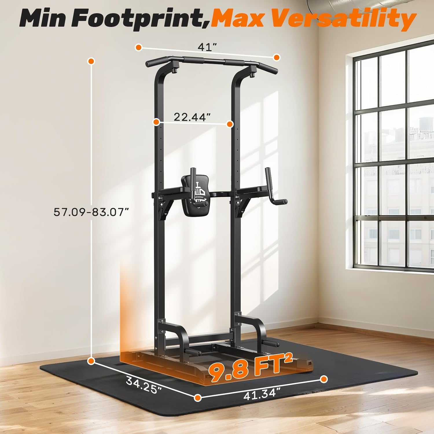 Sportsroyals Power Tower Pulp Up Bar Station, 450 lbs stable suspended immersion tilt station wourant