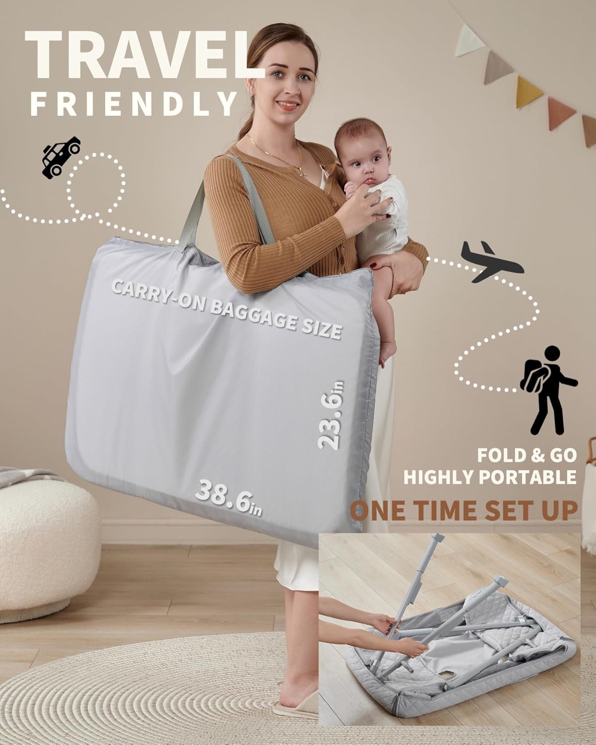 Bassinet Bedside Sleeper Baby Crib for Newborn Baby Bassinets Bedside Sleeper 4 Auto-Lock wourant