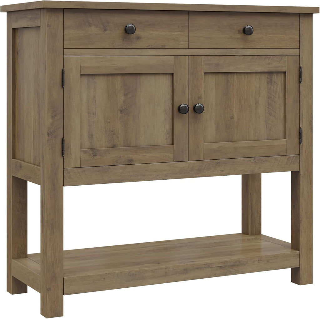 Farmhouse style console table coffee bar, entry table with storage rack, sofa table buffet sideboard wourant