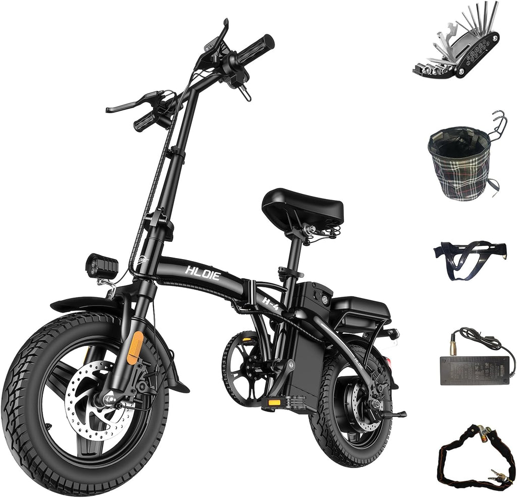 HLOIE Folding Electric Bike for Adults, Peak 750W Motor,23MPH Max Speed Foldable Electric Bicycles,14" Ebike