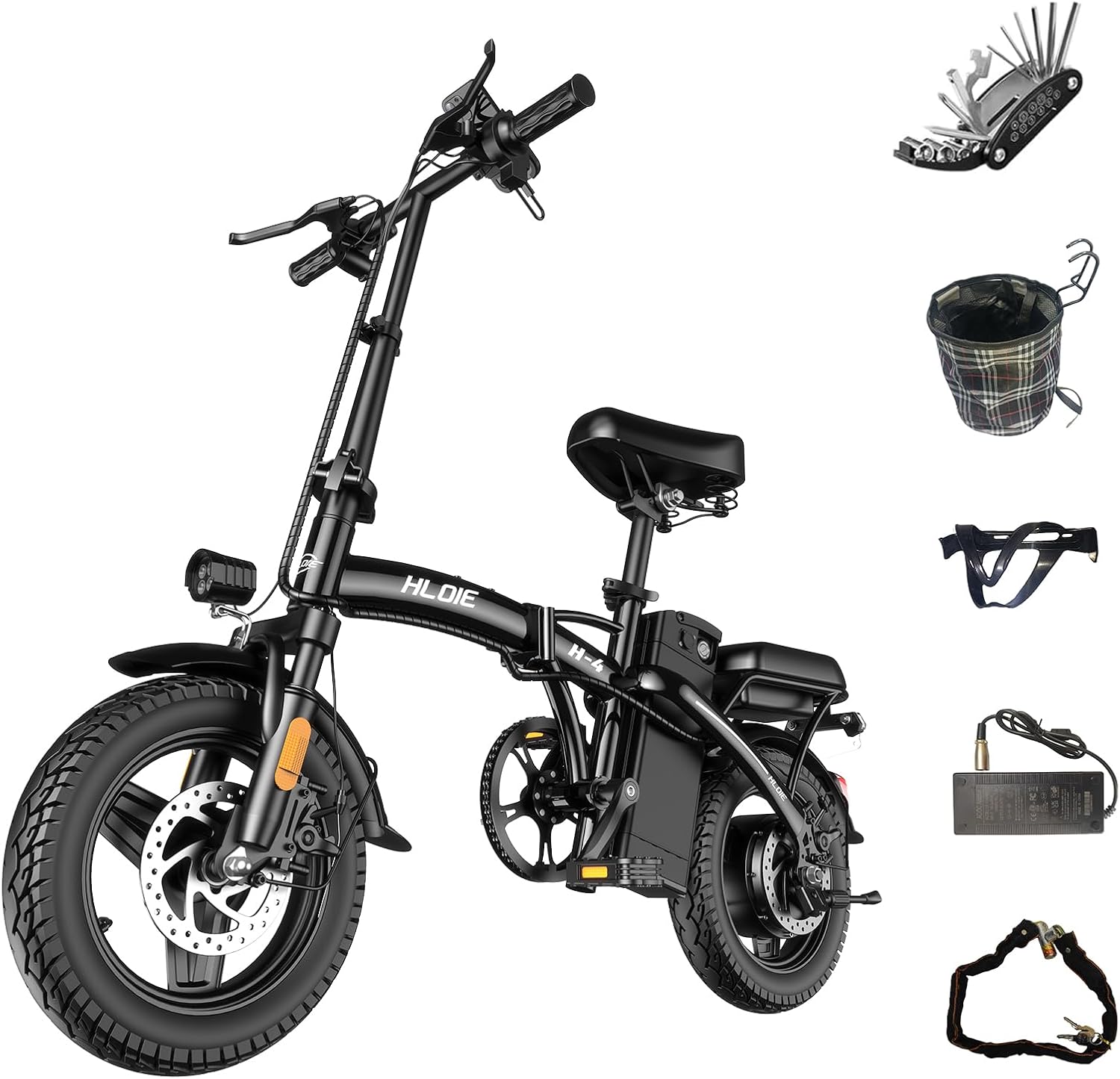 HLOIE Folding Electric Bike for Adults, Peak 750W Motor,23MPH Max Speed Foldable Electric Bicycles,14" Ebike