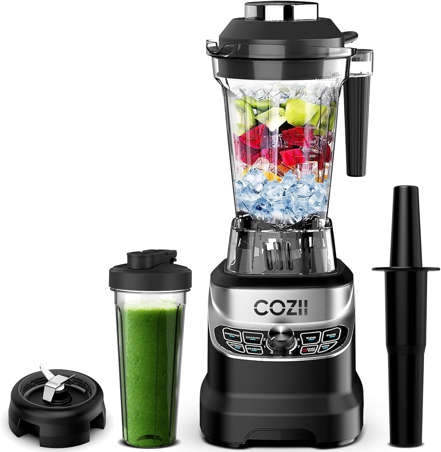 COZII Commercial Blender 2000 Peak Watt, Countertop Blenders for Kitchen,64 Oz Pitcher/21-Oz To-go Cup wourant