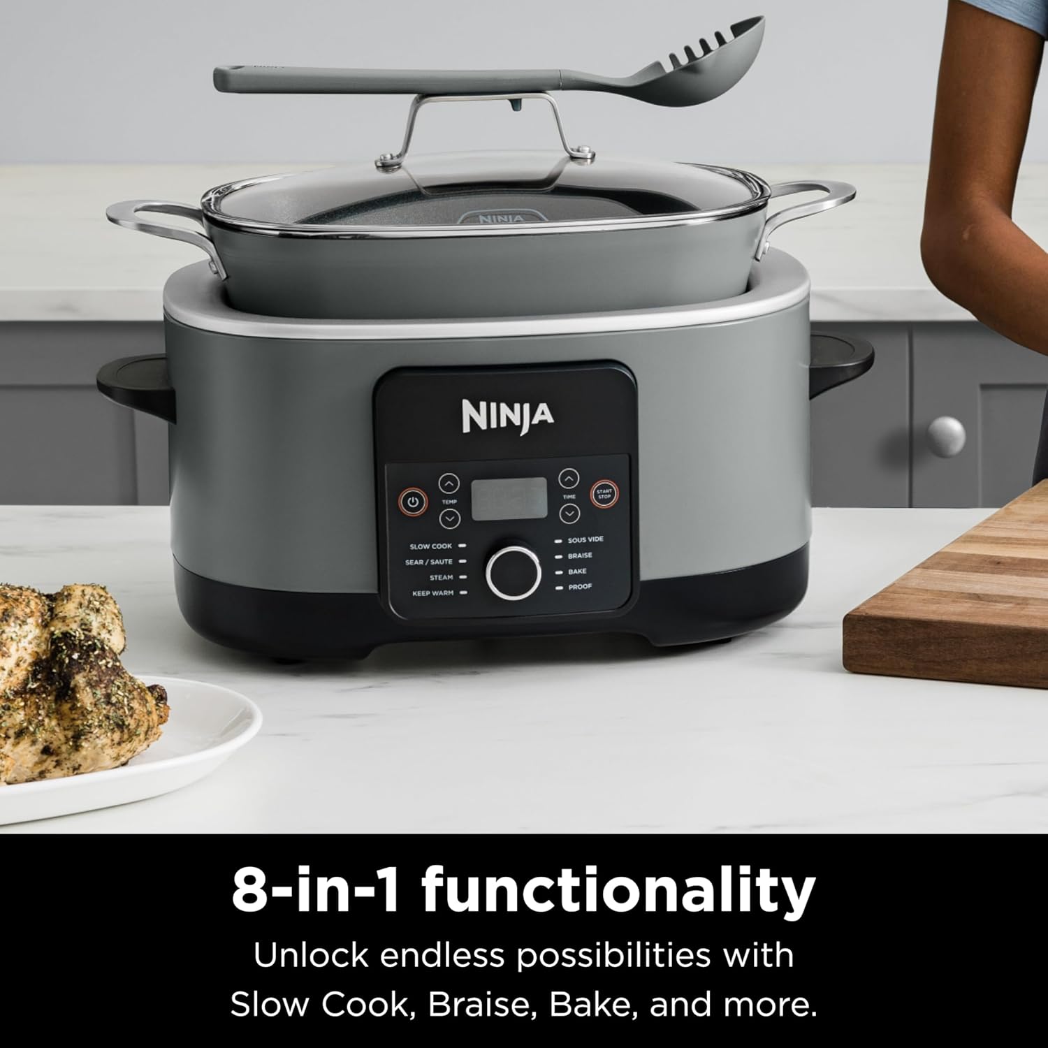 Ninja Slow Cookers 8.5-Quart Multi-Cooker with Dutch oven, steamer, glass lid with integrated spoon, nonstick and oven-safe pot wourant
