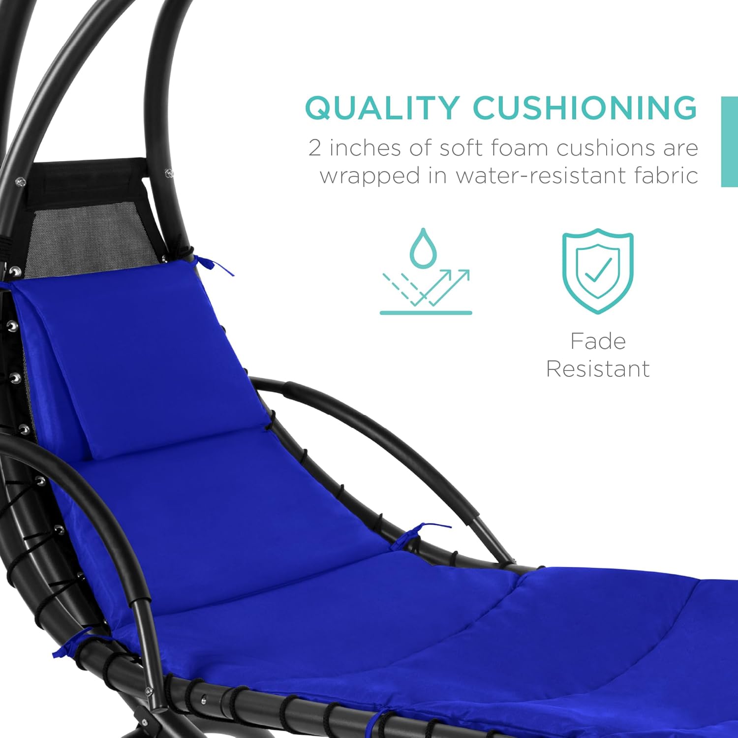 Best Choice Products Outdoor Hanging Curved Steel Chaise Lounge Chair Swing w/Built-in Pillow and Removable Canopy - Charcoal Gray wourant