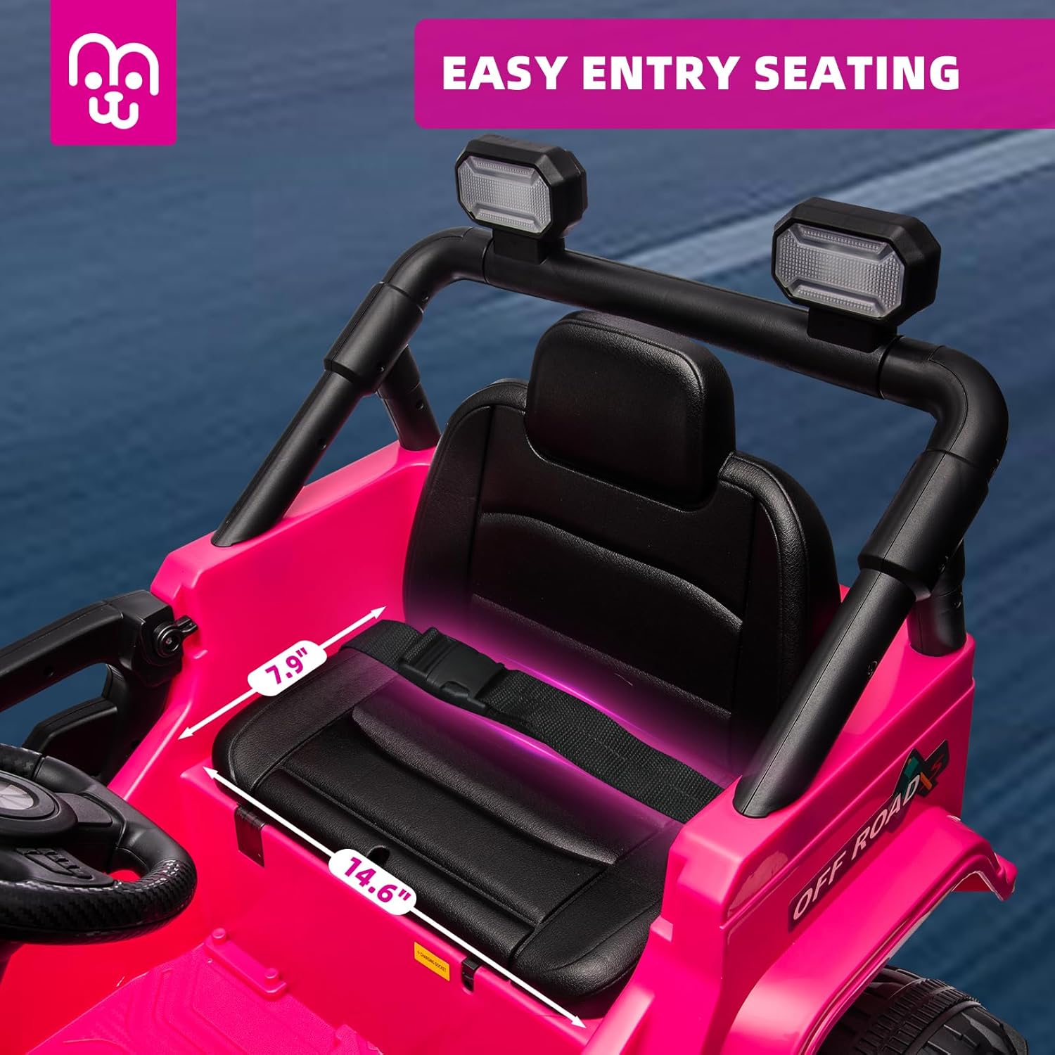 12V Kids Electric Ride on Truck Car Remote Control, Twin 35W Motors 3.5MPH Max Speed, Bluetooth USB Music Player, 4 Wheels Suspension LED Lights Safety Belt, Gift for Boy & Girl-Rosy wourant