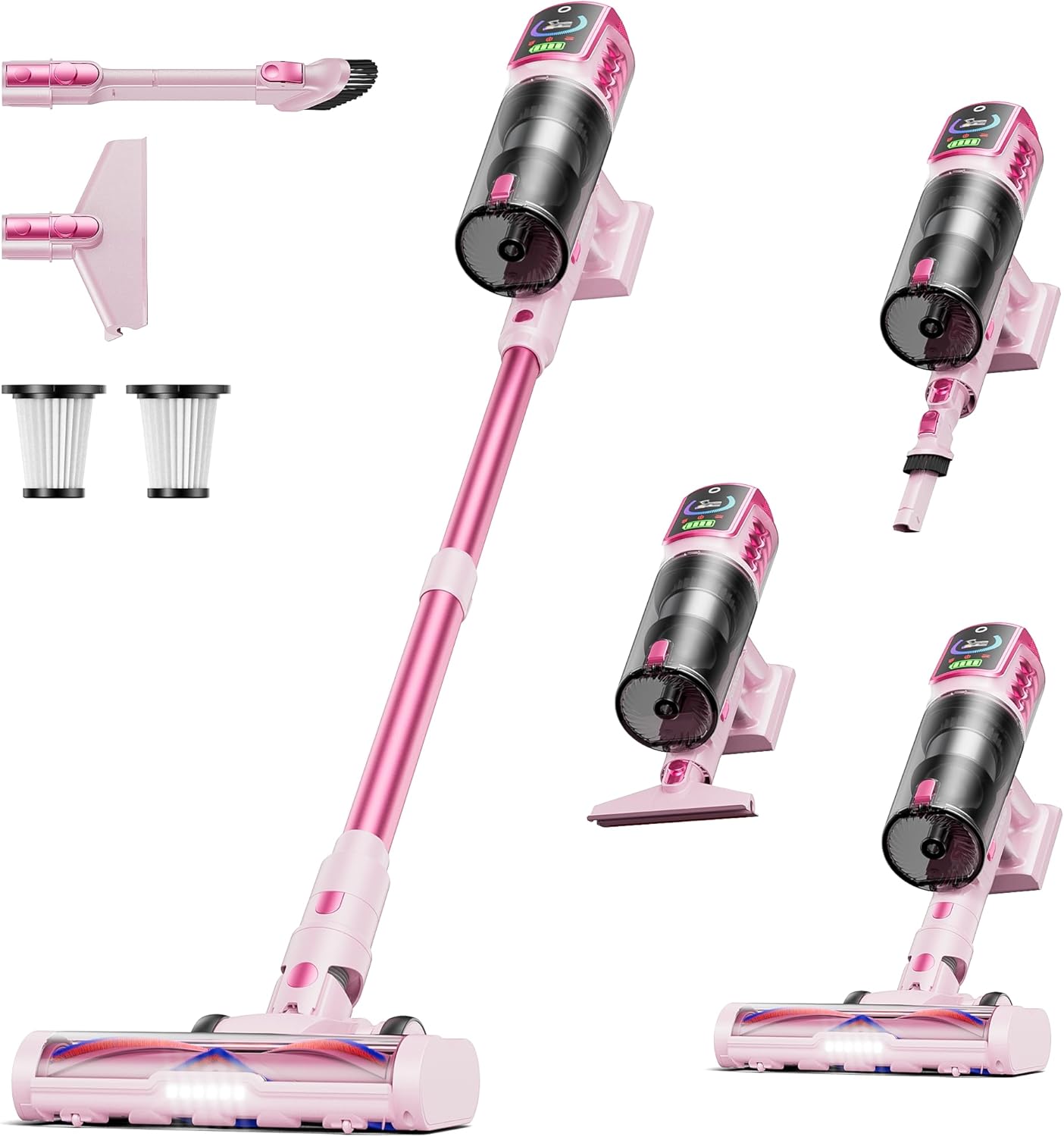 Cordless Vacuum Cleaner,55KPa 650W 65Mins Vacuum Cleaners for Home,Stick Vacuum with LED Display Anti tangle Brush and Self Standing Design,Vacuum Cleaner for Hardwood Floors,Carpet,Pet Hair,Car woonhhop