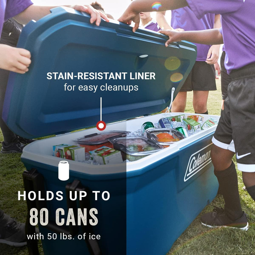 Coleman Classic Series Insulated Portable Wheeled Cooler, Leak-Resistant Outdoor Hard Cooler Keeps Ice up to 5 Days, 100-Quart wourant