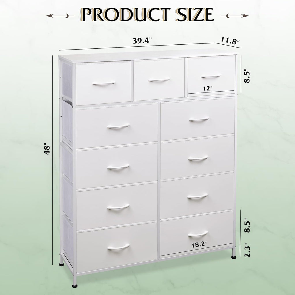 Storage Organizer Unit with 11 Fabric Bins, Storage Drawers Organizer with Steel Frame, Tall Storage Tower Organizaton wourant