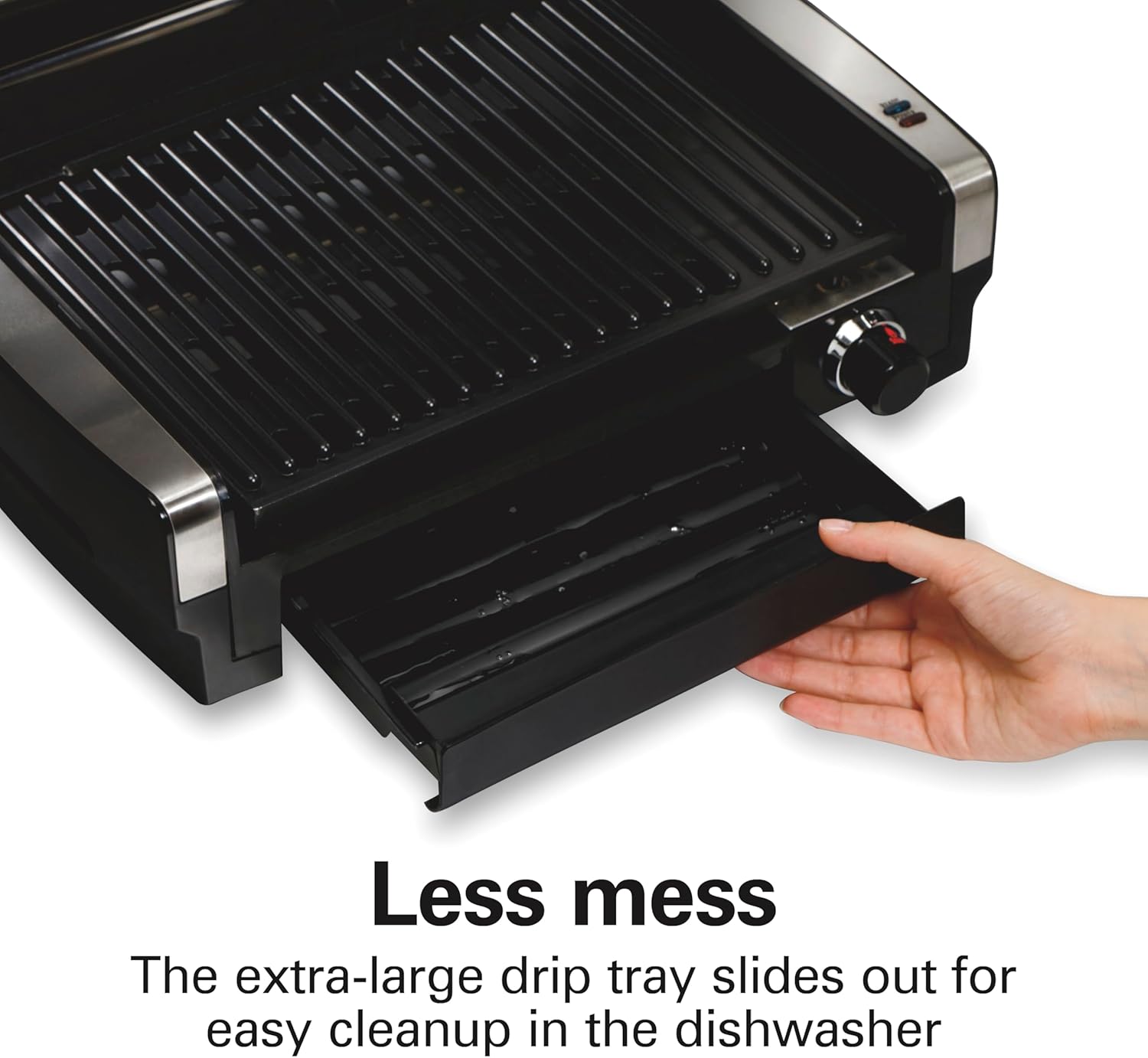 Electric Indoor Searing Grill with Viewing Window & Adjustable Temperature Control to 450F, 118 sq. in. Surface Serves 6, PFAS-Free Removable Nonstick Grate, Stainless Steel wourant
