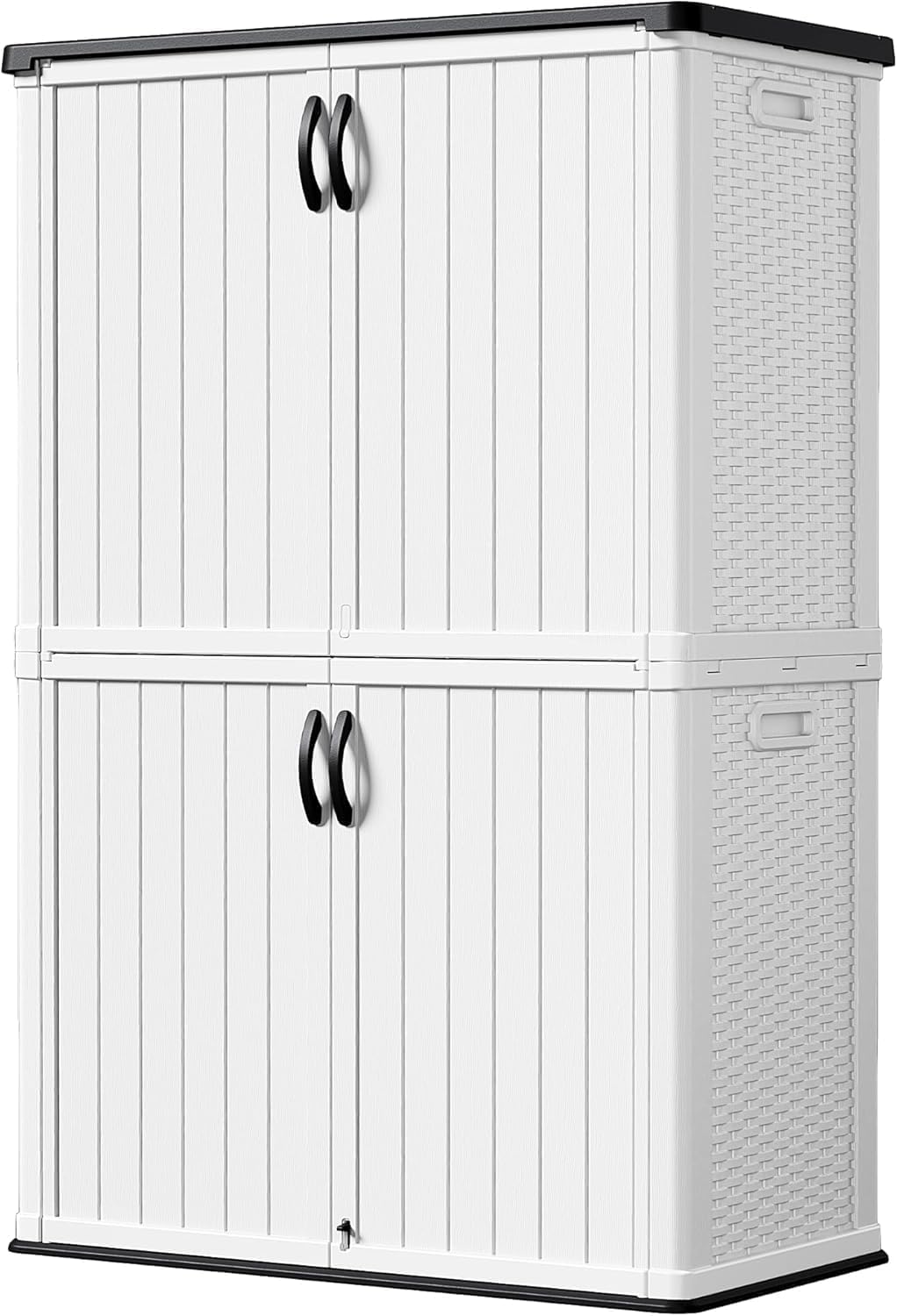 Devoko Outdoor Storage Cabinet 26 Cu Ft with Lockable Doors, Horizontal Storage Shed Waterproof Patio Tools Storage Box wourant