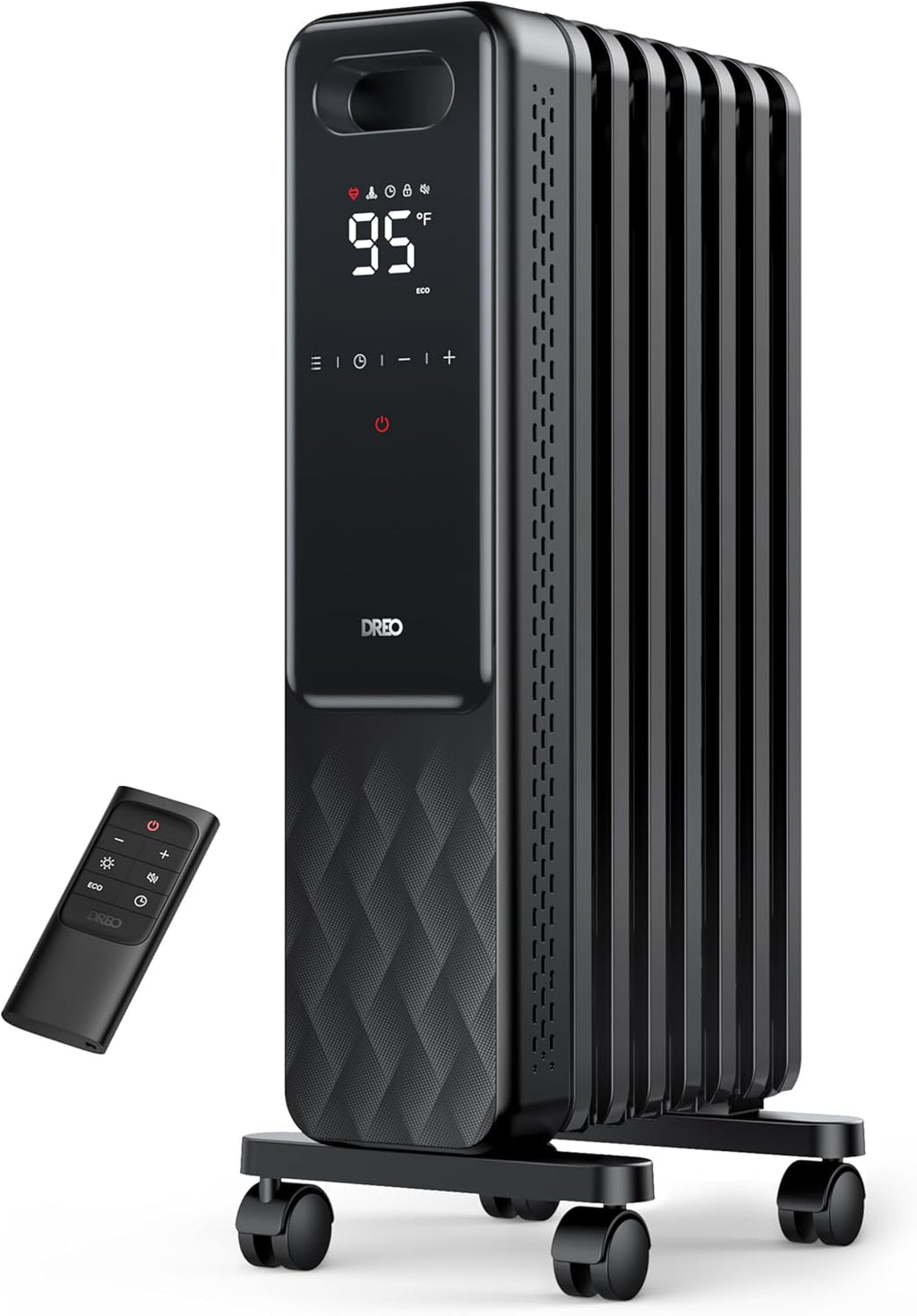 Dreo Oil Filled Radiator, Electric Radiant Heaters for indoor use Large Room with Remote Control, Child Lock, 4 Modes, Overheat & Tip-Over Protection, 24h Timer, Digital Thermostat, Quiet, 1500W wourant